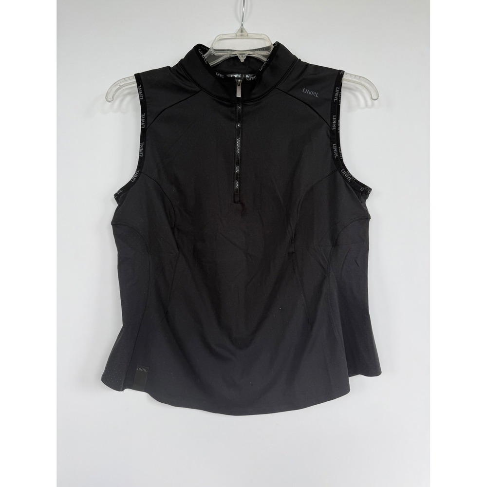 UNRL Performa Sleeveless Polo Black Quarter Zip Mock Neck Golf Top Womens XL NEW